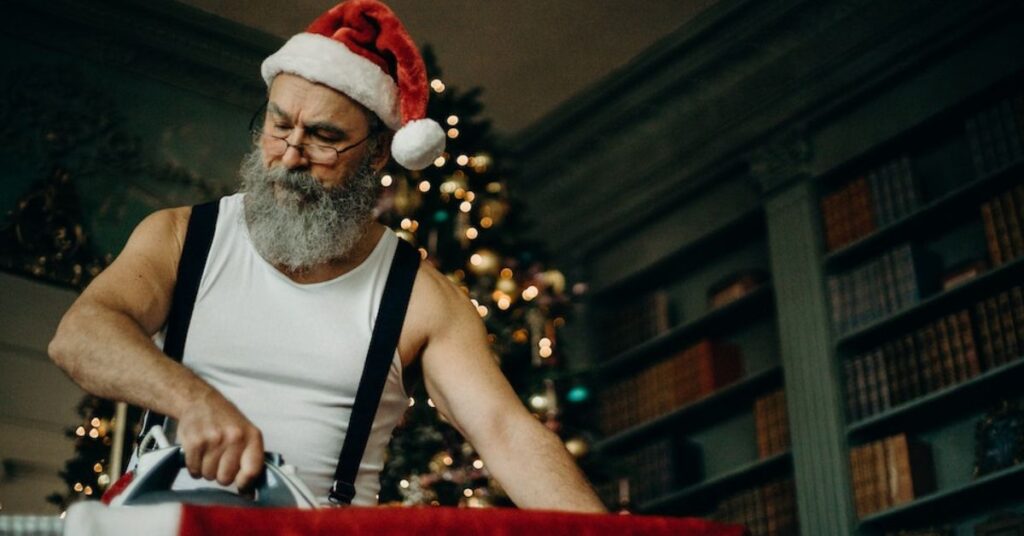 Santa Claus Ironing